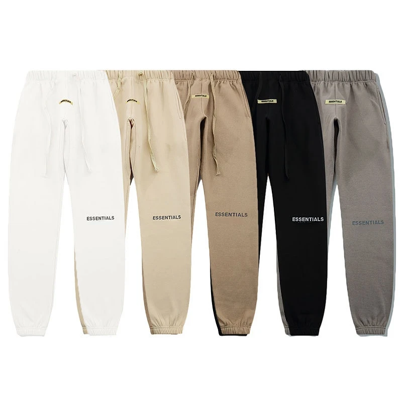

ESSENTIALS Pants Men Autumn Winter Sweatpants High Quality 100% Cotton Trousers Reflect Light Letter Print Hip Hop Streetwear