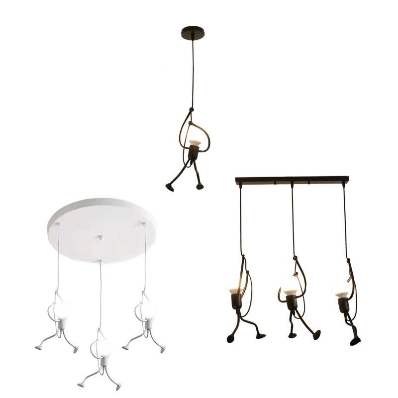

little man climbing pendant light modern hanging lamp creative iron people lights metal cord Ceiling lamps for kid children room