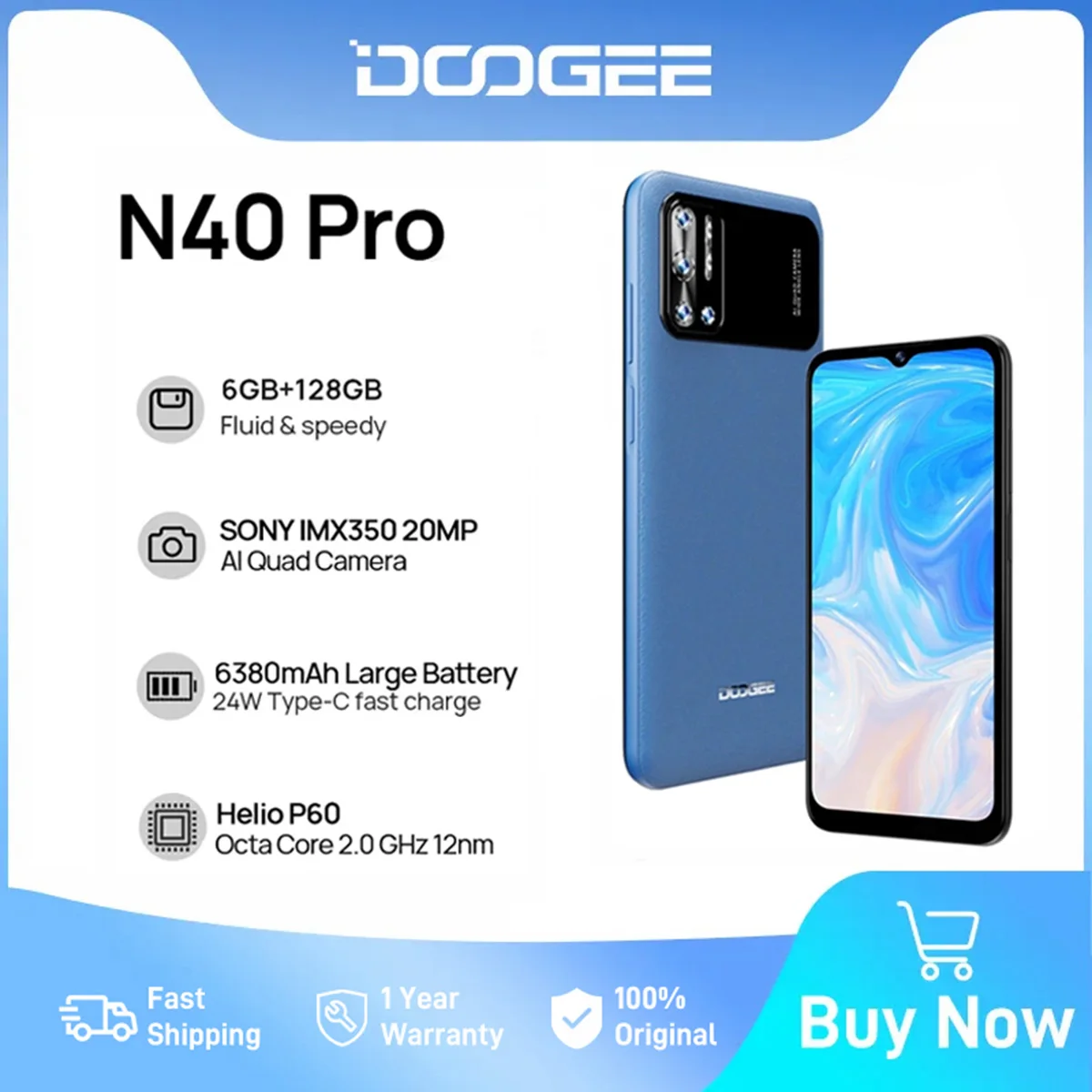 

DOOGEE N40 Pro смартфон с 5,5-дюймовым дисплеем, восьмиядерным процессором Helio P60, ОЗУ 6 ГБ, ПЗУ 6,52 ГБ, 20 МП, 128 мАч, Android 11