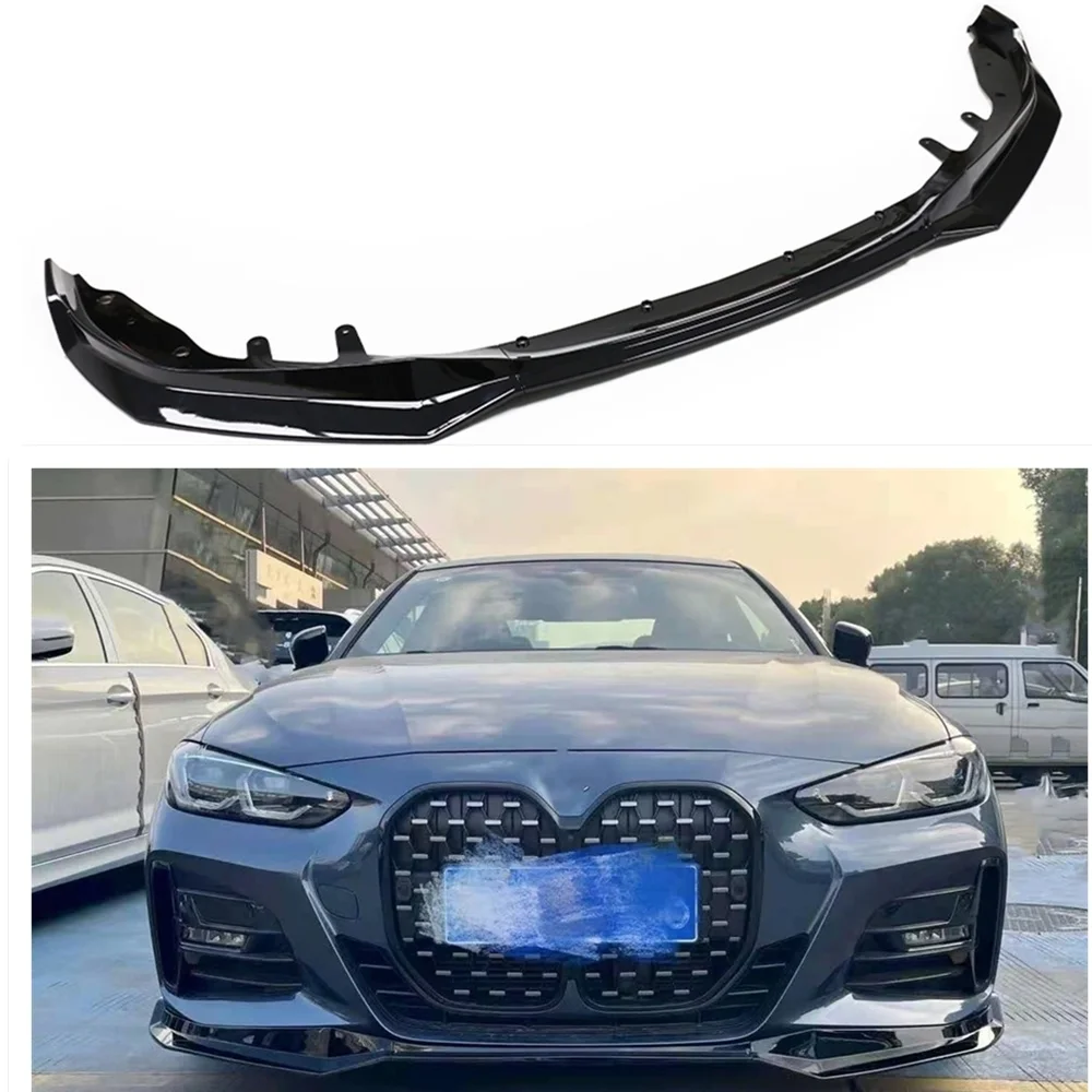 

Front Bumper Spoiler Lip For BMW 4 Series 425i 430i G22 G23 Coupe 2021 MP Style Glossy Black Lower Body Kit Splitter Guard Blade