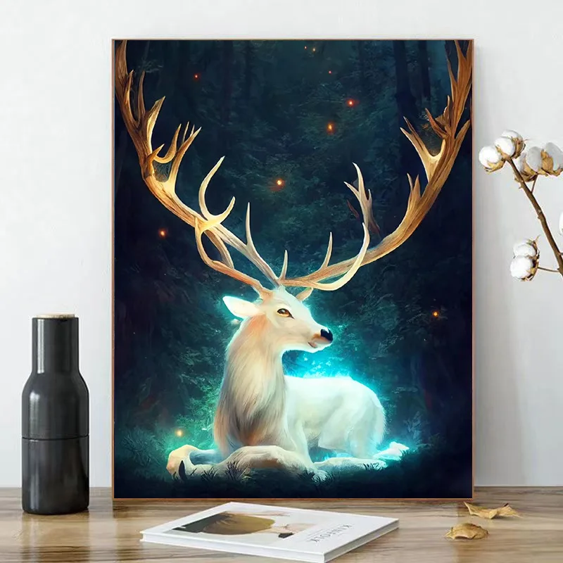

5140280 Digital oil painting DIY manual digital painting hanging painting animal deer aesthetic decoration
