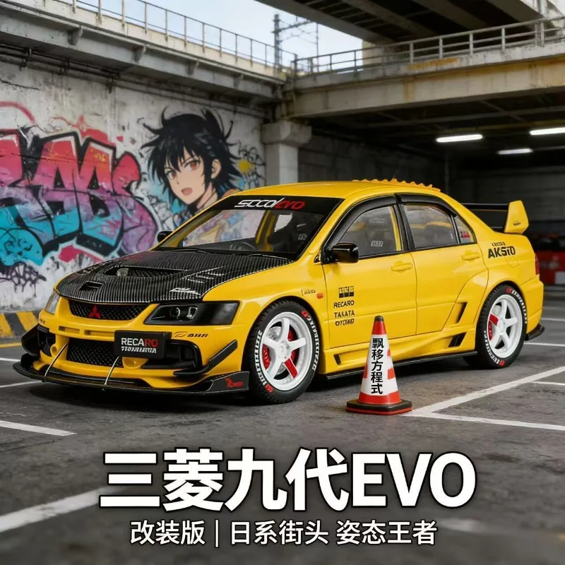 Фото Модель автомобиля Mitsubishi EVO 9 (1:24) из сплава, с открывающимися капотом и багажником, имитацией интерьера, функцией отката колес, для демонстрации, подарок №5