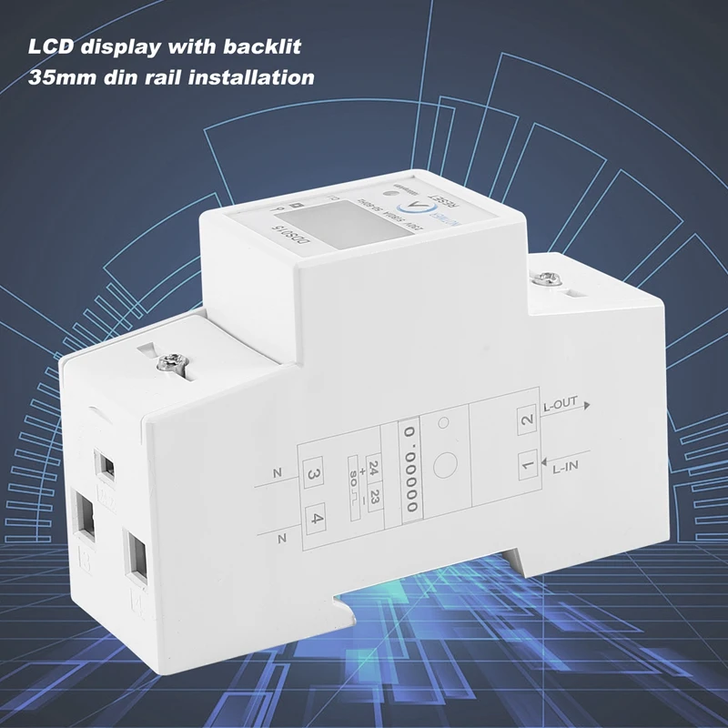 

Din Rail Single Phase Wattmeter Power Consumption Watt Electronic Energy Meter Kwh 5-80A 230V AC 50Hz With Reset Function