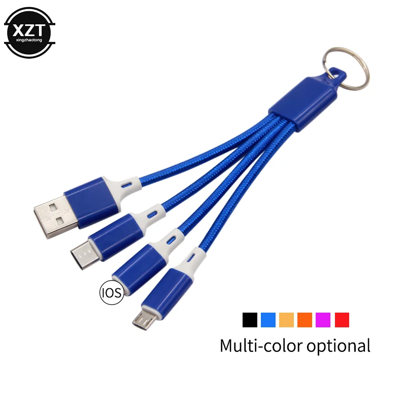 Брелок 3 в 1 USB Type C кабель для iPhone 13 12 11 XS X XR зарядного устройства 2 Micro шнур Xiaomi Redmi -