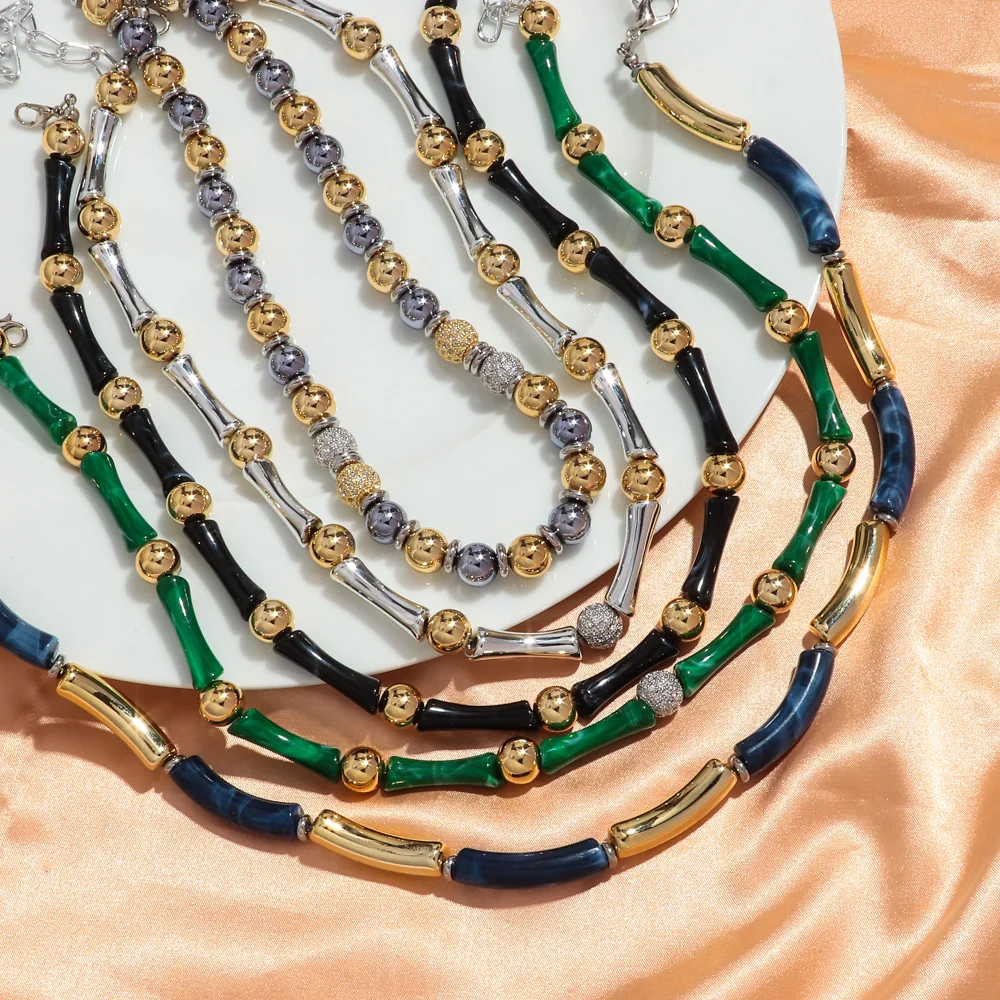 Новый тонкий бамбуковый чокер с изогнутой трубкой ожерелье подвеской в виде двух