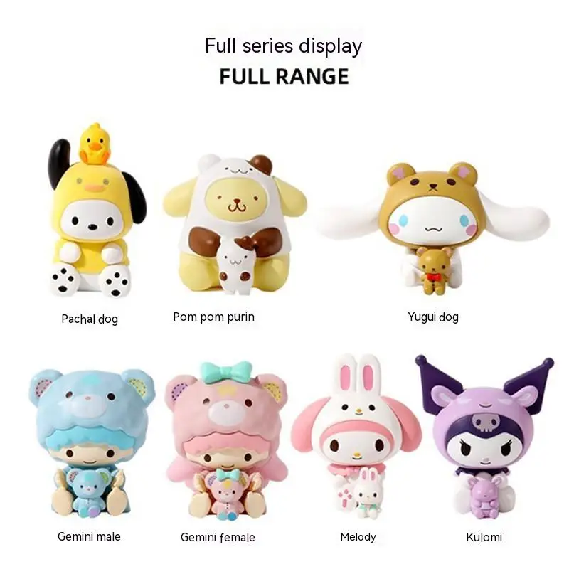 

7pcs/Set Sanrio Cute Kawaii Characters Kuromi Melody Hug Little Friends Dolls Cinnamoroll Action Figure Collection Children Gift