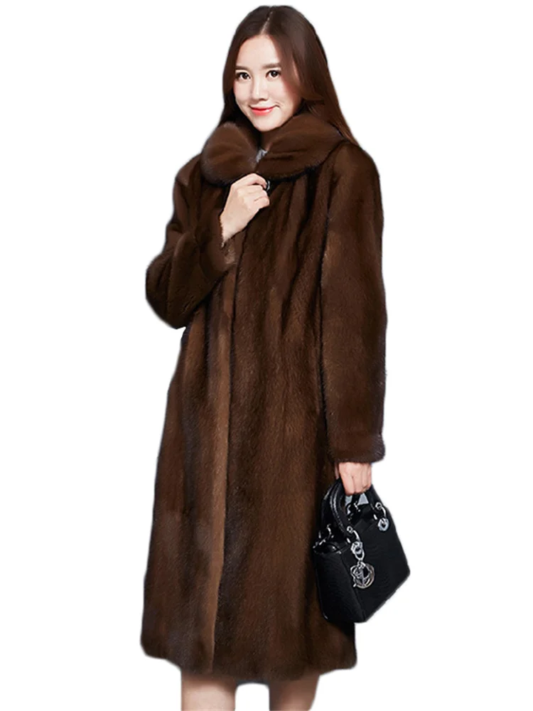 Faux Fur Coat Women High Imitation Mink Fur Jackets 2022 Autumn Winter New Fashion Casual Long Loose Thick Warmth Clothes Female