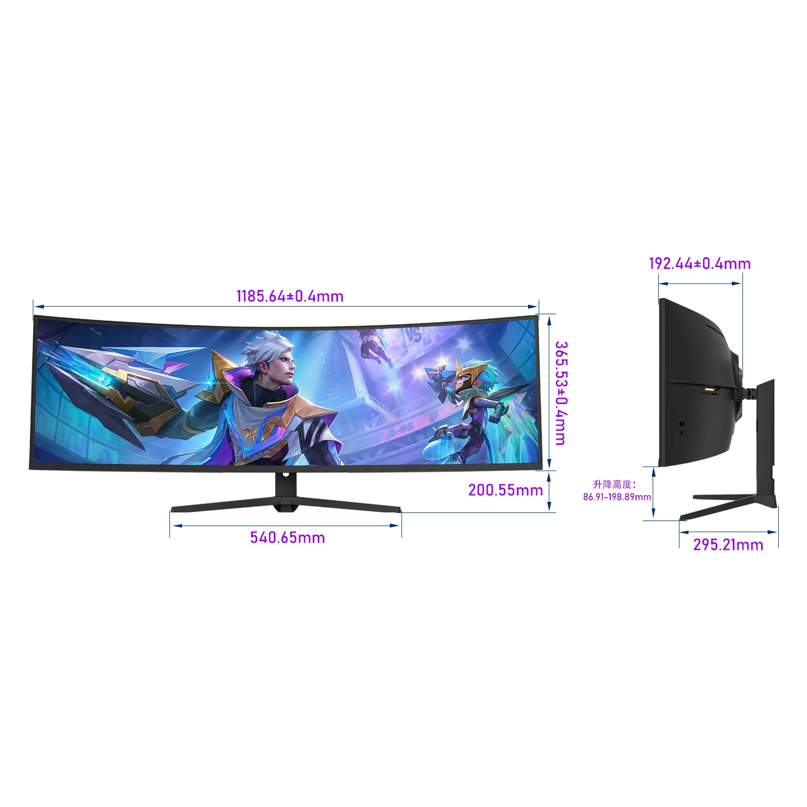 Фото Изогнутый 49-дюймовый игровой монитор 5K 32:9 Ultrawide 240 Гц HDR400 для настольных ПК с интерфейсом DP и функцией разделения экрана №3