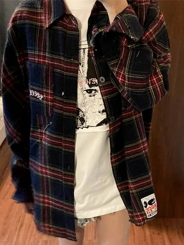 KF Zhenvis Женская одежда Клетчатые рубашки 2023 Весна Новая британская модная рубашка