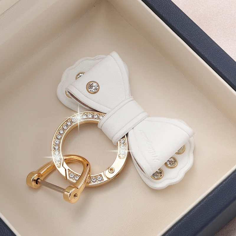 

Car Keyring Gold Rhinestone Metal Ring Leather Bow Cute Keychain Accessories Bulk For Women Men Llaveros De Motos Llavero Moto