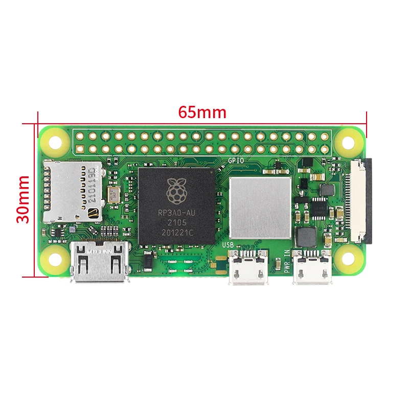 Raspberry Pi Zero 2 Вт 1 ГГц четырехъядерный 64-разрядный Arm Cortex-A53 ЦП 512 Мб SDRAM Bluetooth BLE & WiFi 0
