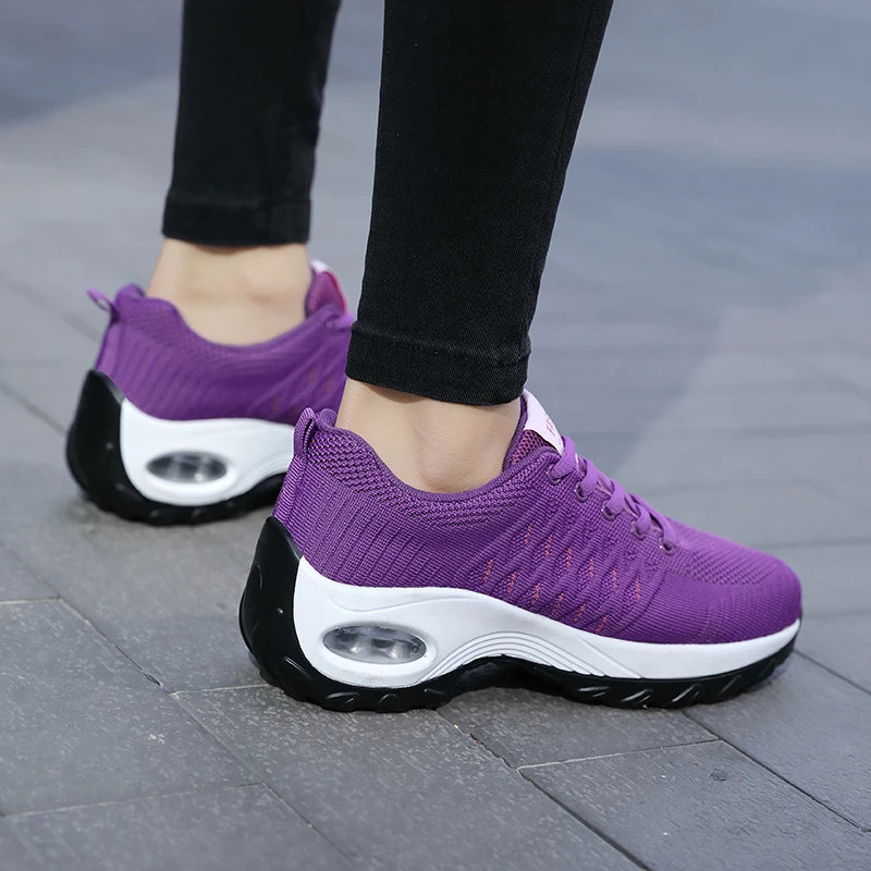 Womens Casual Outdoor Walking Jogging Shoes Shock Absorption Breathable Air Cushion Sports Shoes