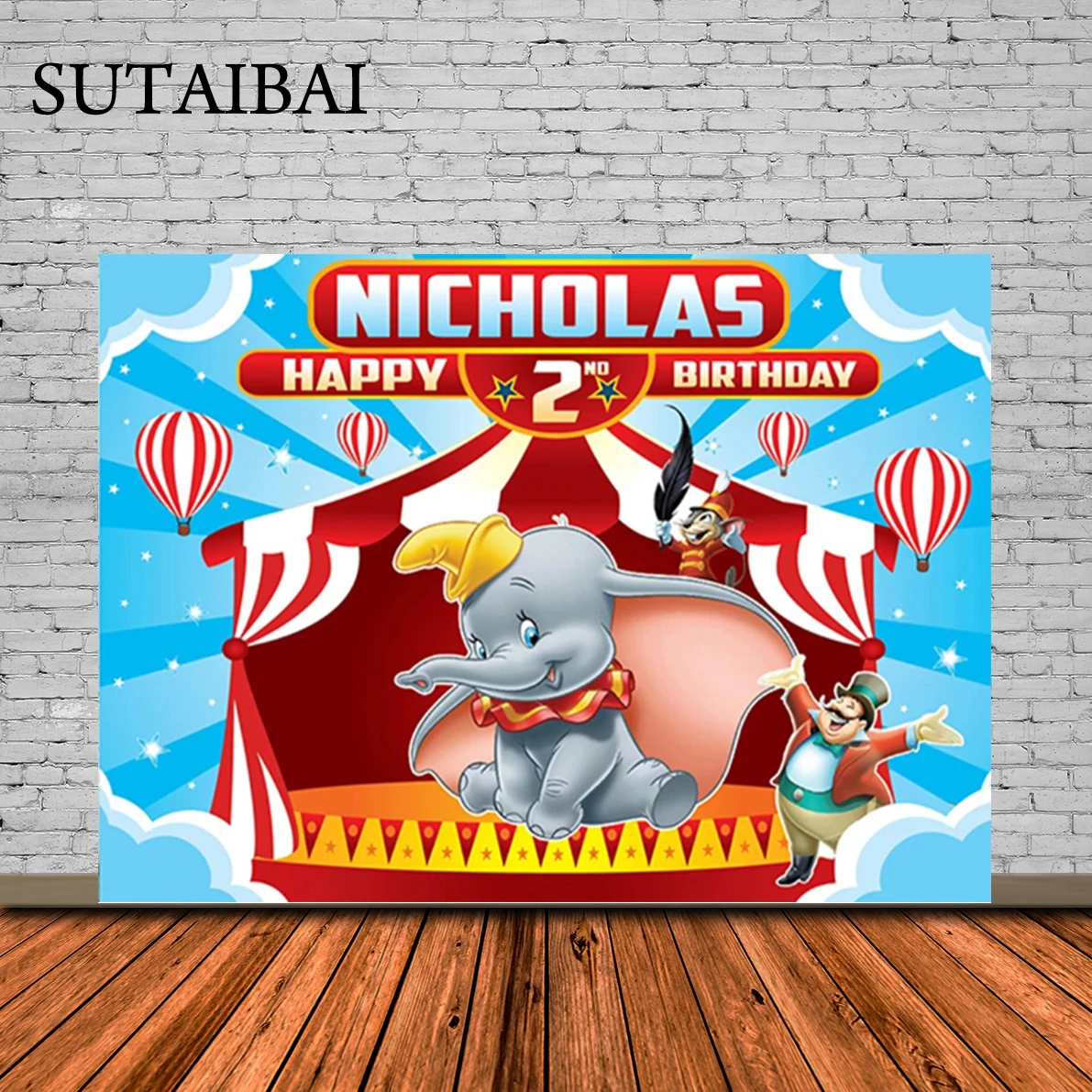 

Personalized Red Circus Birthday Party Background Dumbo Baby Backdrop Fun Fair Boy Carnival Poster Photography Portrait Banner