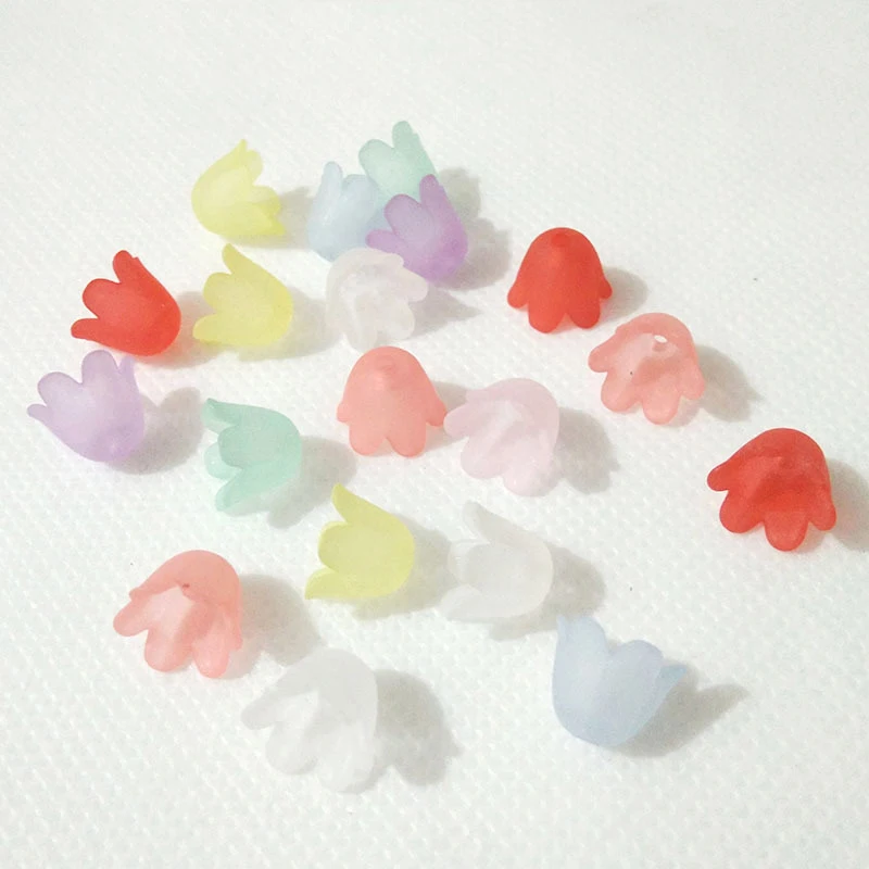 50pcs/Lot Colorful Flower Acrylic Beads Trumpet Flower Shaped Shell Beads For Jewelry Making Hairpin Handmade DIY Accessories