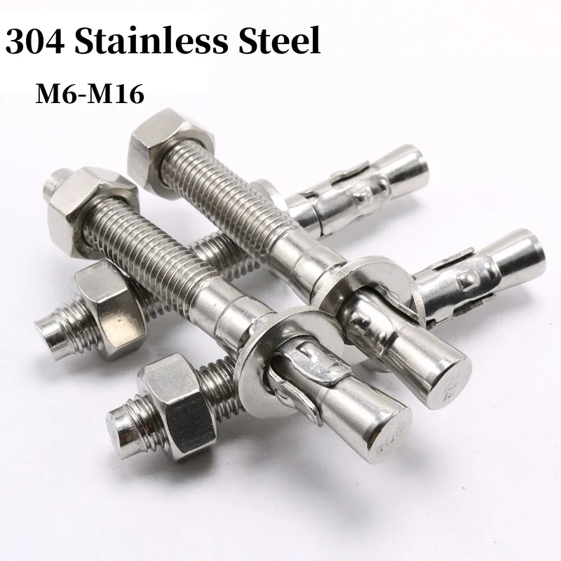 

304 Stainless Steel Expansion Screw Wedge Anchor Through Bolt M6 M8 M10 M12 M16 Expansion Bolt