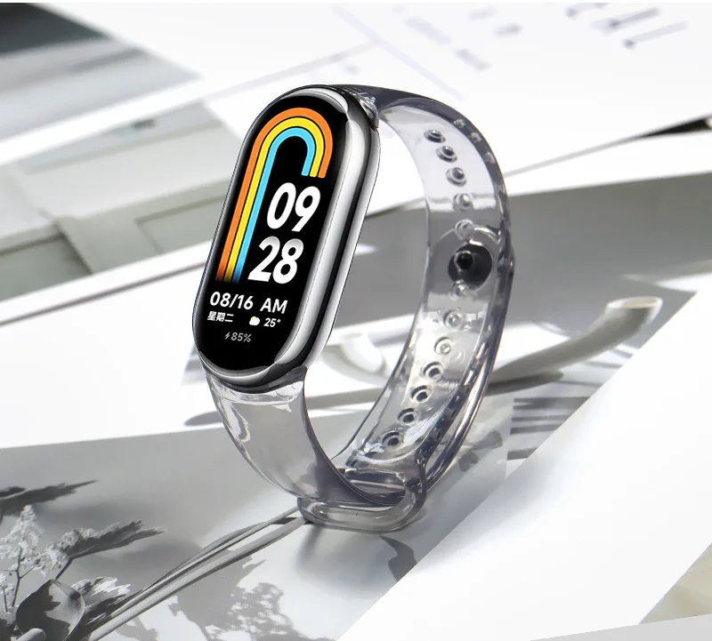 Роскошный ремешок с градиентом для Xiaomi Mi Band 8, спортивный силиконовый браслет для смарт-часов, ремешок для наручных часов MiBand 8 из ТПУ