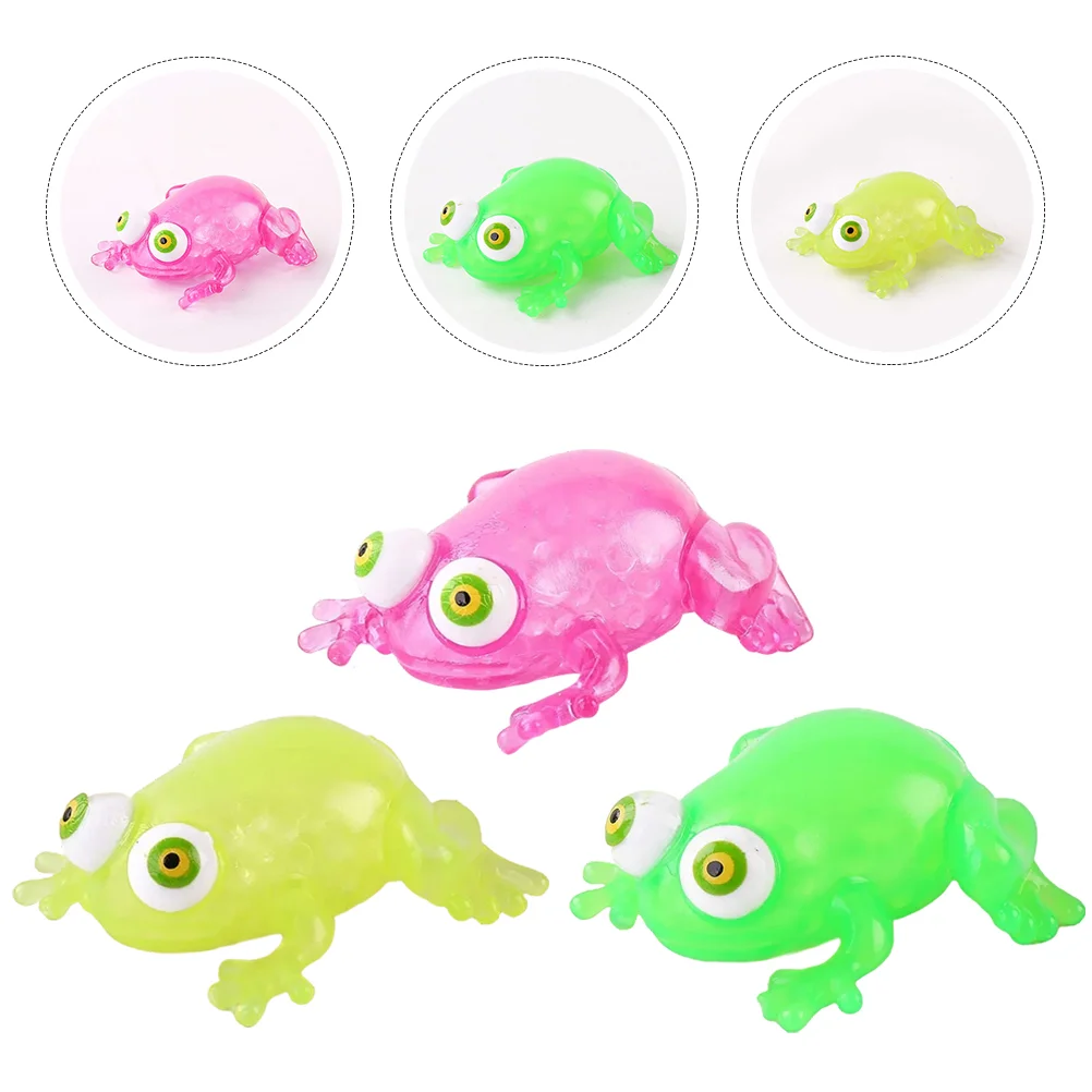 

3 Pcs Pinch Toys Creative Music Stretchy Vent Soft Rubber Frog Shaped Party Tiny Child Fidget Bulk