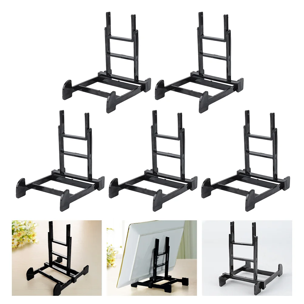 

5 Pcs Plate Holder Plastic Display Rack Home Decor Stand Shelf Picture Frame Ornaments Dinner Multipurpose Child Business card