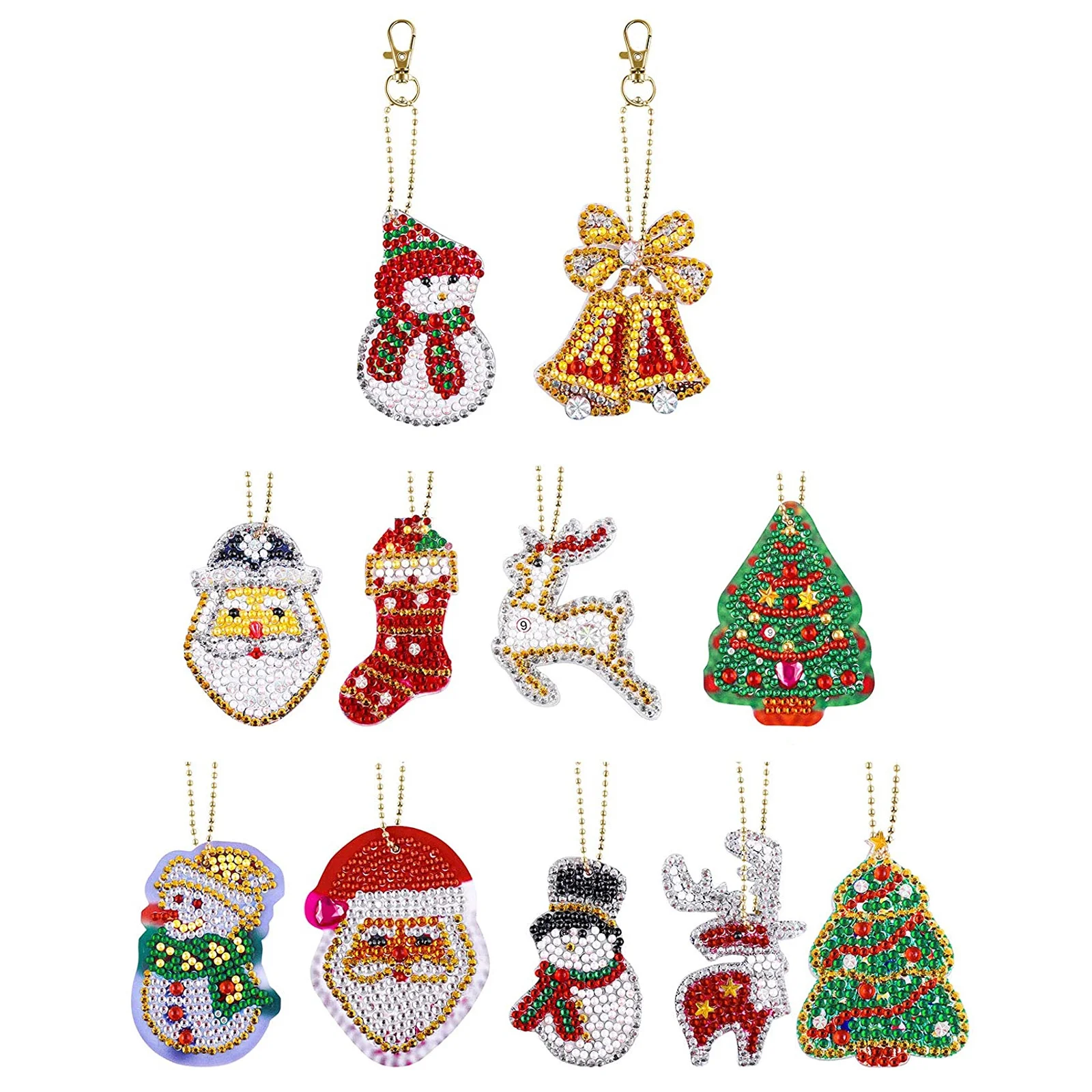 

16 Set Christmas Theme Keychain DIY Drill Pendant Craft Materials