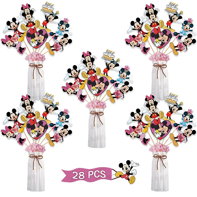 

28Pcs/Set Disney Mickey Mouse Decorate Flower Vase Cartoon Theme Party Festival Event Birthday Decoration Favor Party Toys