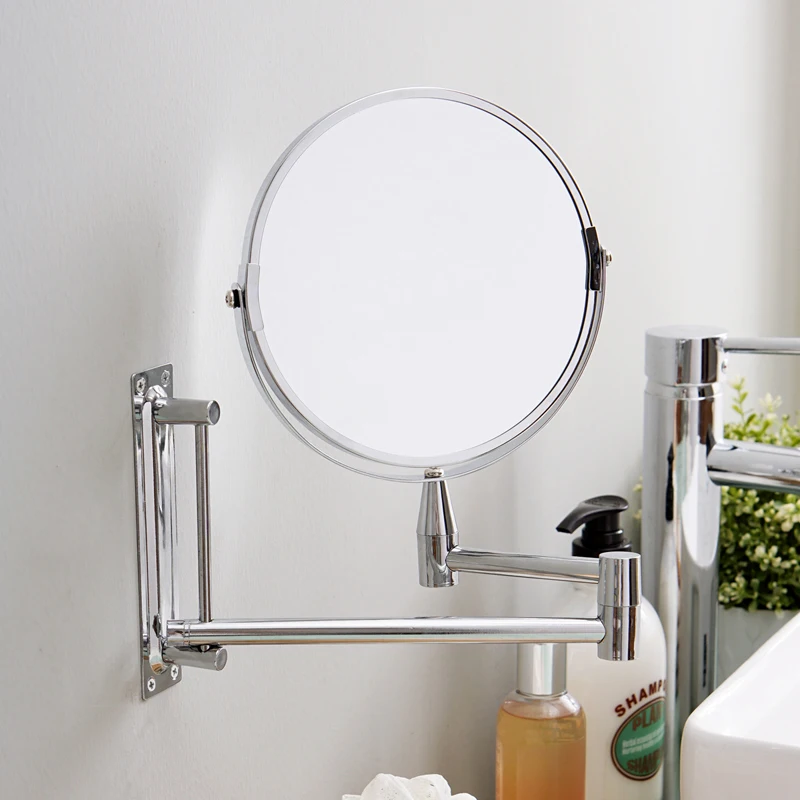 

Bathroom Shaving Mirror Wall Cosmetic Extendable 7inch 1X3X Magnifying Double Side Makeup Faced Rotatalbe Round Wall Mirror