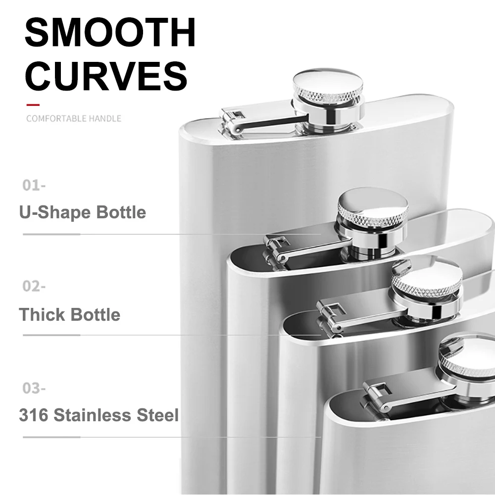 6/9/18 OZ High Quality Stainless Steel Hip Flask Alcohol Bot