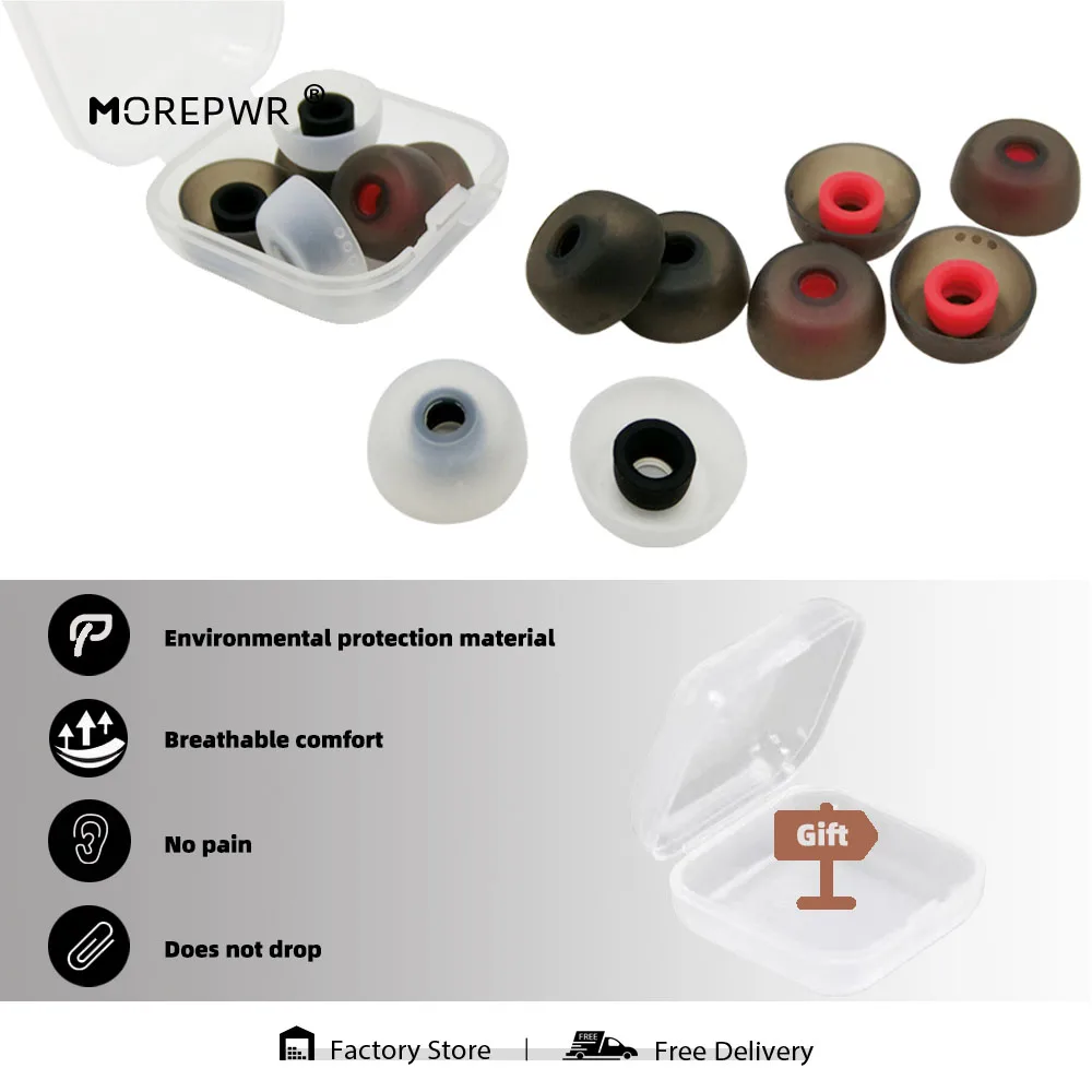 

TWS-joy Replacement Silicone Earbuds for Jabra Elite/ Active/ Evolve 65t, Elite 75t/ Sport, Creative Outlier Air/ Gold