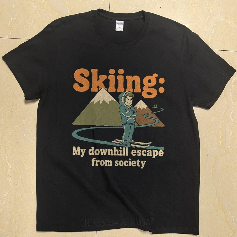 Фото Для него летняя комфортная футболка Лыжи My Downhill Escape From Society Уличная одежда Женская футболка с коротким рукавом и круглым вырезом Бренд №3