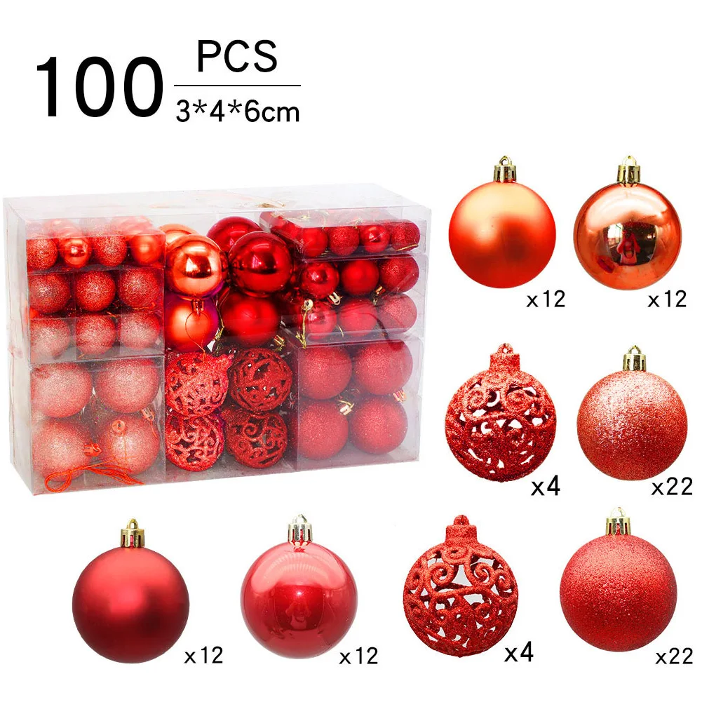 

100 шт. подвесные праздничные декоративные шарики, ударопрочные Рождественские елочные украшения, набор «сделай сам» для дома, праздника, ве...