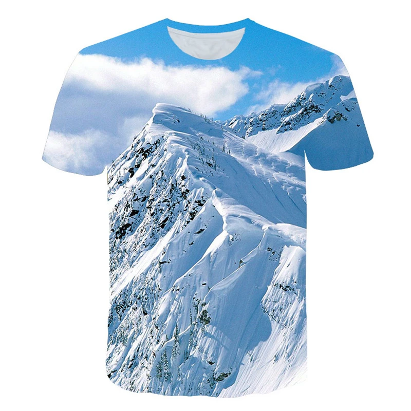

Summer Mountains and rivers graphic t shirts For Men Fashion Natural Scenery Pattern t shirt Handsome Casual 3D Print T-shirt