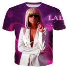 Футболка с 3D-принтом певицы-songwriter Леди Гага, мужская и женская повседневная спортивная модная Универсальная футболка с коротким рукавом в стиле Харадзюку, Rou