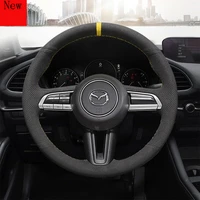 diy hand stitched leather suede car steering wheel cover for mazda 3 cx 30 cx 4 atenza interior accessories
