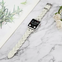 leather woven strap for apple watch 7 45mm 41mm slim breathable bracelet wristband for iwatch 6 5 4 3 se 44mm 42mm 40mm correa