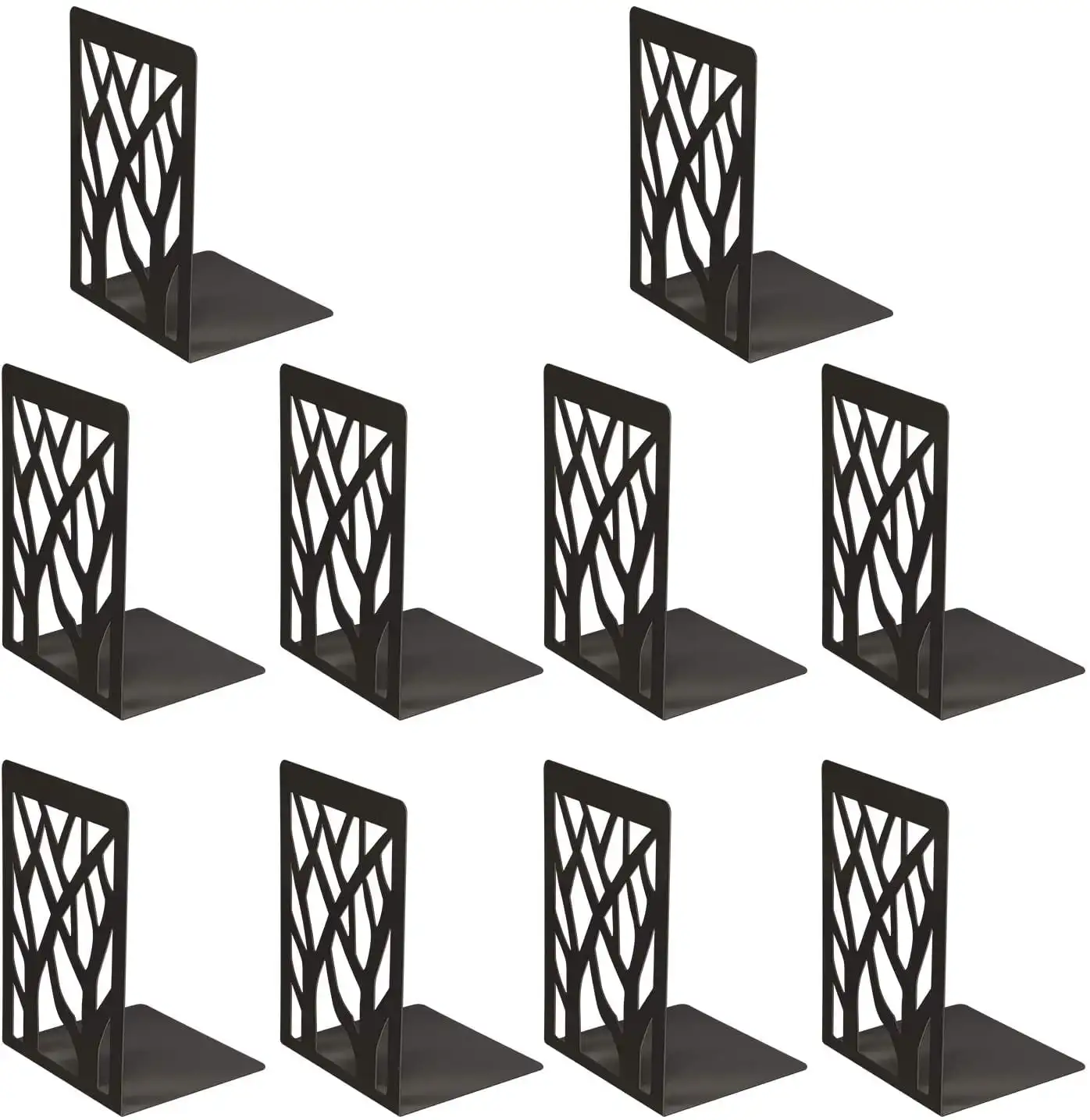 

5 Pairs Book Ends Metal Bookends Bookend Supports Book Stoppers (Black)