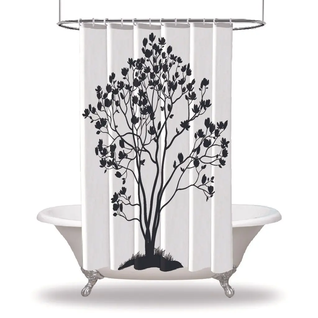 Душевая занавеска с принтом дерева/Водонепроницаемая душевая отверстиями для
