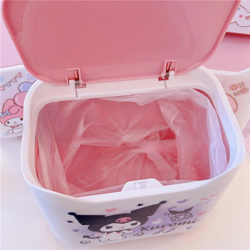 Милая настольная корзина для мусора Sanrio Kuromi Melody с откидной крышкой милая