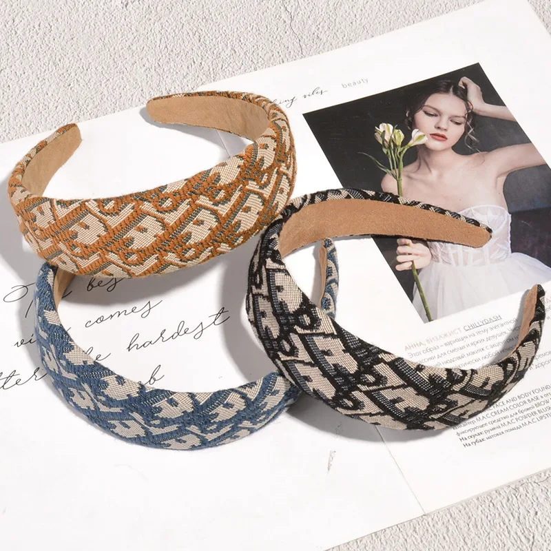 

Vintage Embroidery Knot Hairband Headband Side Multicolor Printing Versatile Hair Women Girls Accessory Headwear Gift
