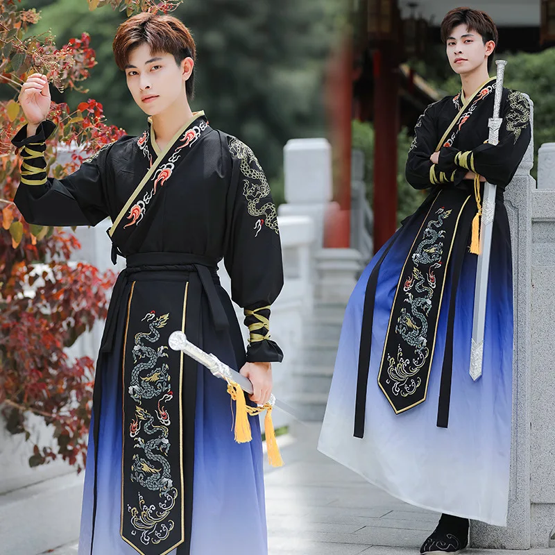 

Original Hanfu Men's Clothing [Long Teng Miles] Handsome Ancient Costume Martial Arts Chinese Style Performance Clothing