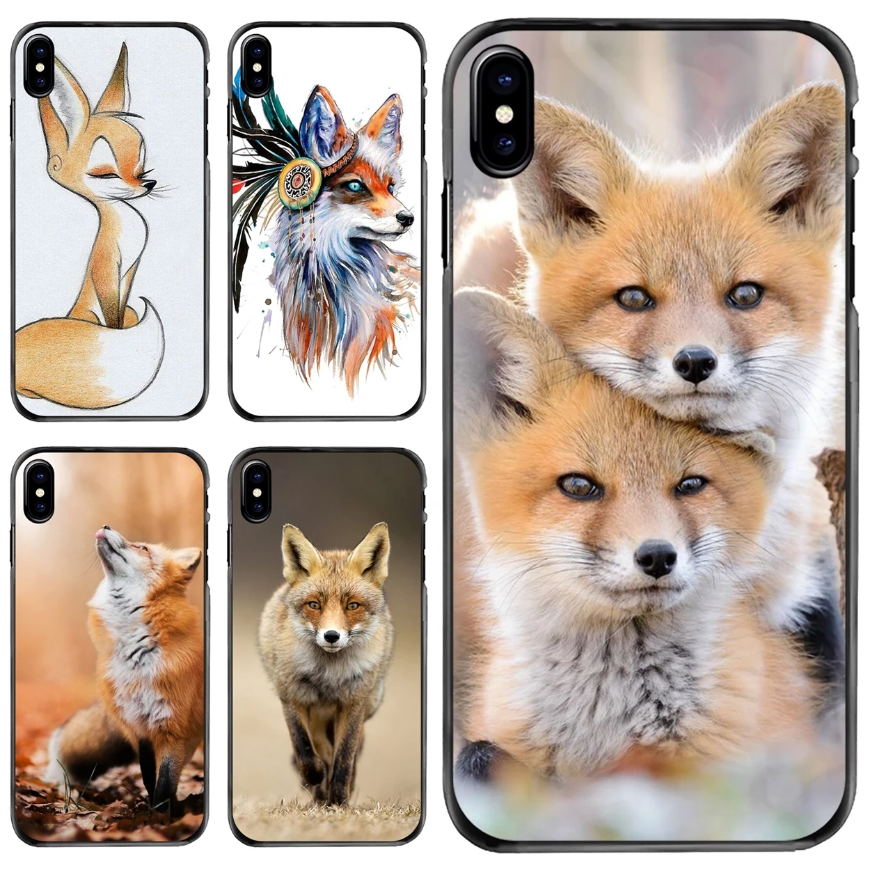 

For Apple iPhone 11 12 13 14 Pro MAX Mini 5 5S SE 6 6S 7 8 Plus 10 X XR XS fox cute lovely animal Hard Phone Shell Case