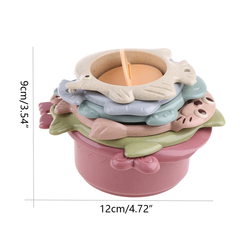 6Pcs Shower Toy Baby Stacking Cup Building Toy Sand Play Water Toys Educational Bathroom Sand Pool Toys for Infant DropShipping