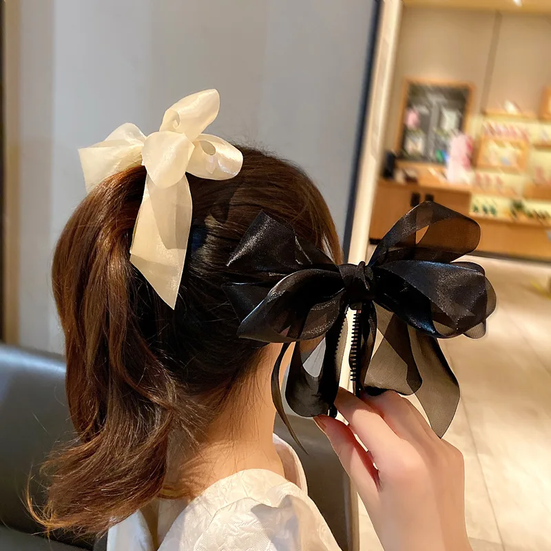 

Fashion Sweet Hairpin Cute Bow Imitation Pearl Banana Hair Clip WOMAN HAIR CLIP ACCESSORI FOR GIRL Ponytail Claw Clip tiara Hot