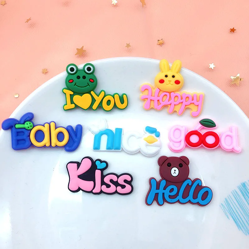 

[Серия Word] Пряжка для обуви с отверстиями, декоративная пряжка, аксессуары для обуви, ПВХ цветок для обуви, оптовая продажа