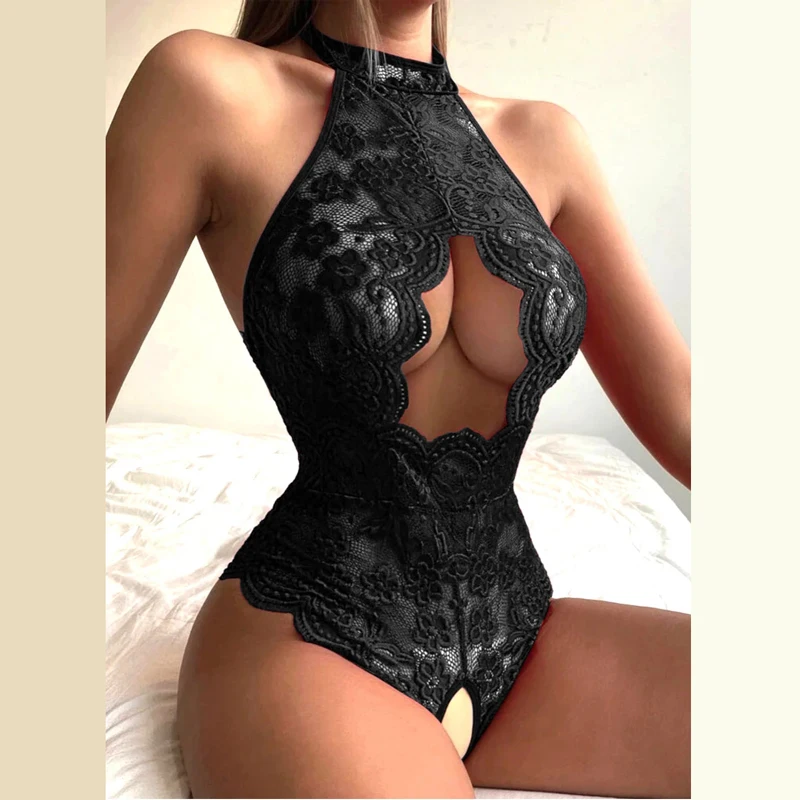 

Women Lace Sexy Lingerie Erotic Crotchless Open Bra Babydoll Dress Hollow Out Underwear Hot Floral Mesh Costume S-XL