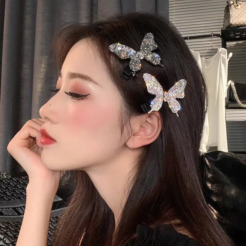 Butterfly Flashing Diamond Hair Clip Hairpin Side Clip Rhinestone Butterfly Bangs Clip Side Clip Girl Hair Accessories Headdress