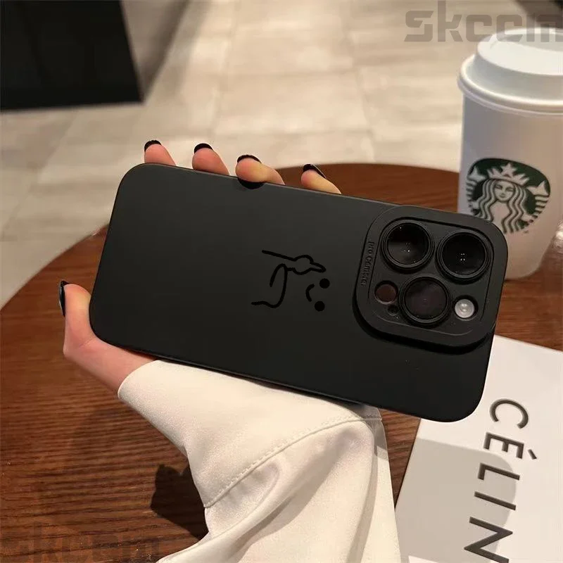 Черный чехол для телефона с мультяшным красным человечком iPhone 16 15 14 11 12 13 Pro Max X XR XS