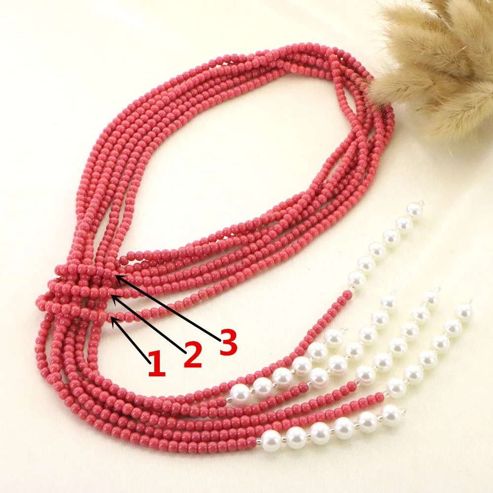 

Stunning 127cm Pink Coral Pearl Necklace for Women Long Layered Necklace Fashion High Quality Choker Wholesale Birthday Gift