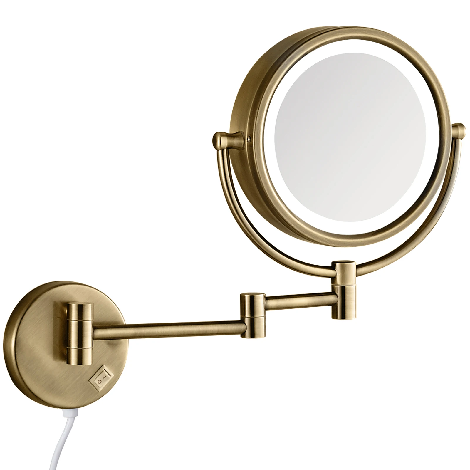 

Зеркало для макияжа GURUN, 8,5 дюйма, 3 тона, Двухстороннее увеличительное стекло 3/5/7/10X для ванной комнаты, античная бронза