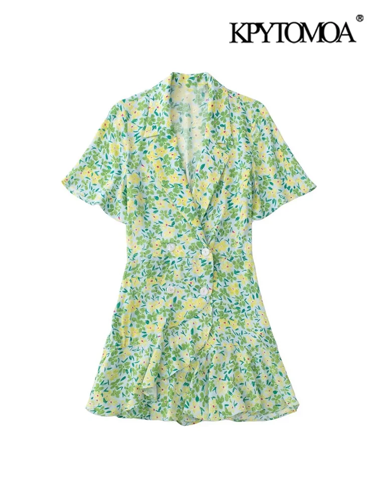 

Женский комбинезон с цветочным принтом, коротким рукавом и пуговицами спереди