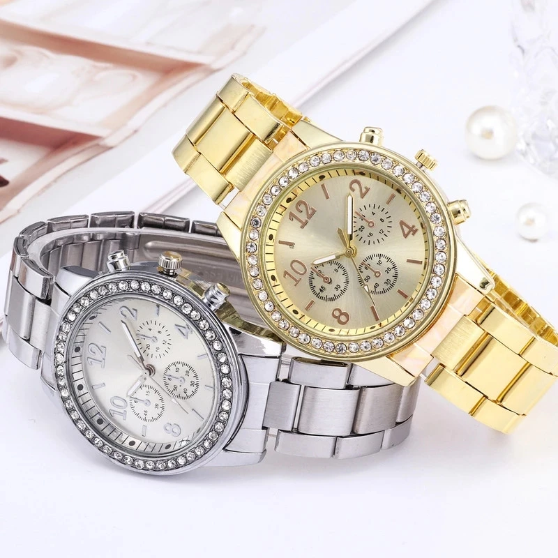 1 шт. классические роскошные женские часы стразы модные золотые | Наручные