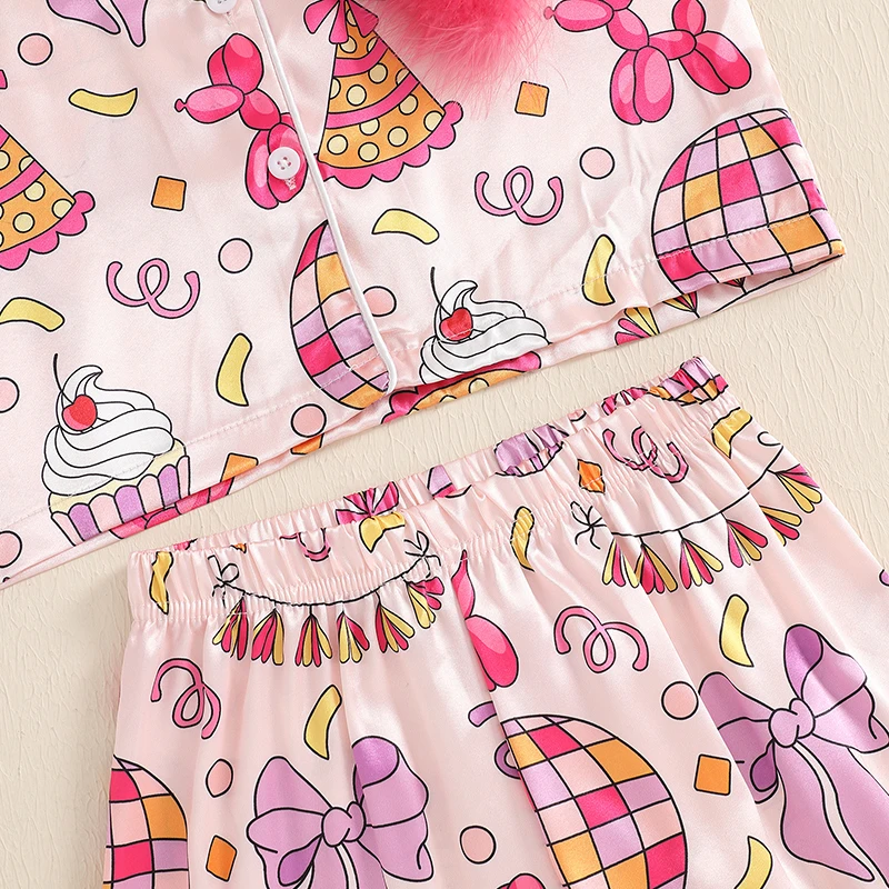 Атласный пижамный комплект из 2 предметов для маленьких девочек от 1 до 9 лет